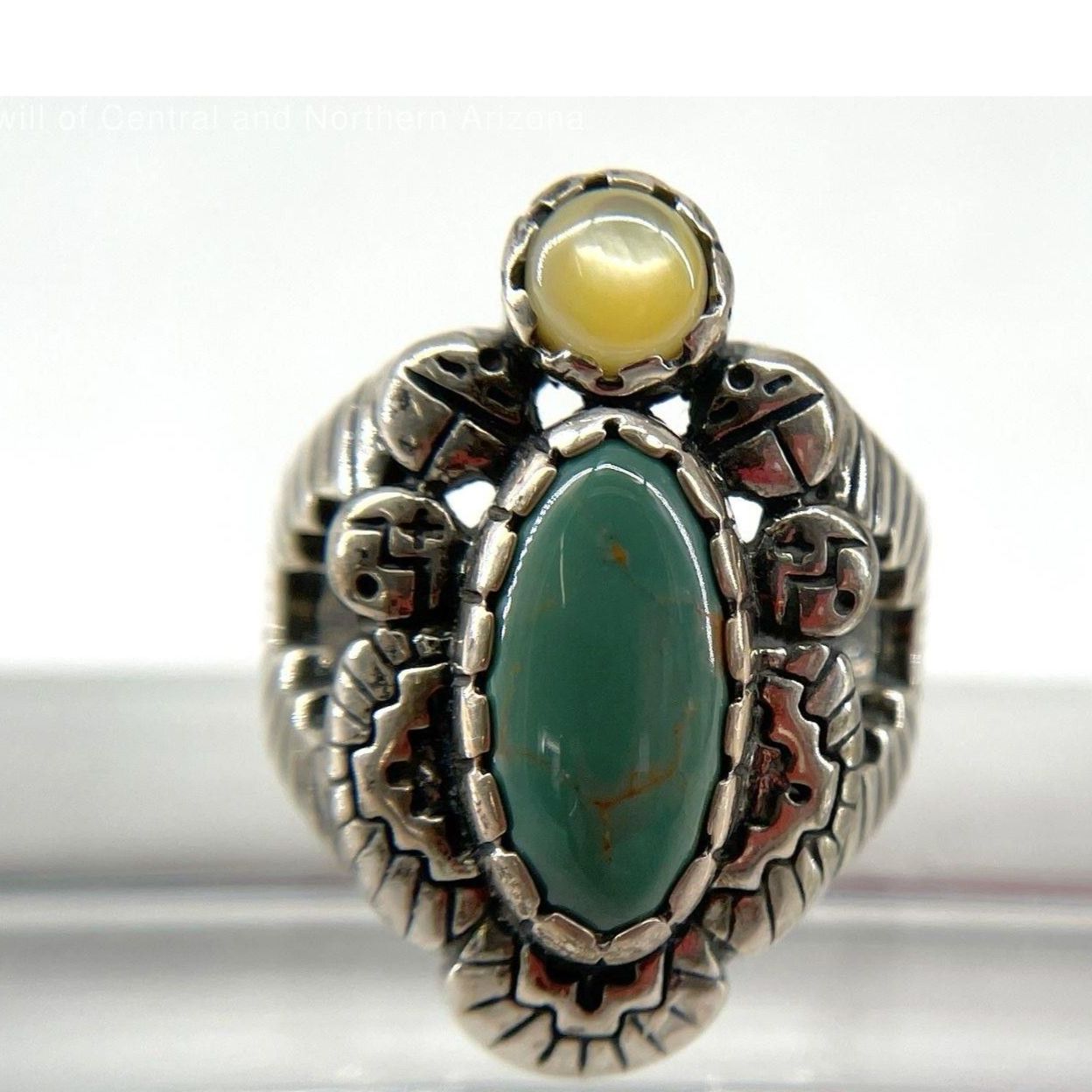 925 Sterling Silver Size 6 Signed Carolyn Pollack/Rmt Turquoise/Mop Ring 10.94g